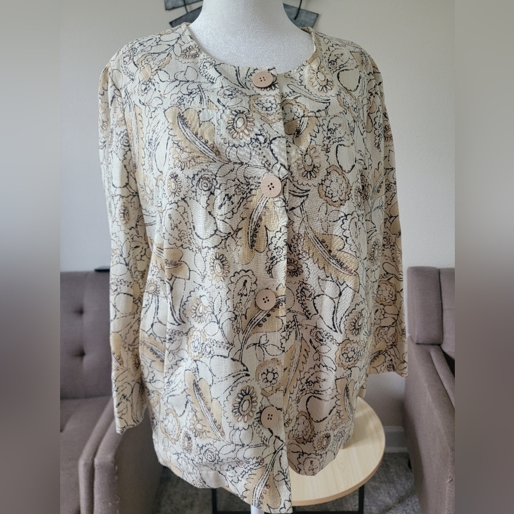 J Jill floral linen blend blazer jacket.size Medium..